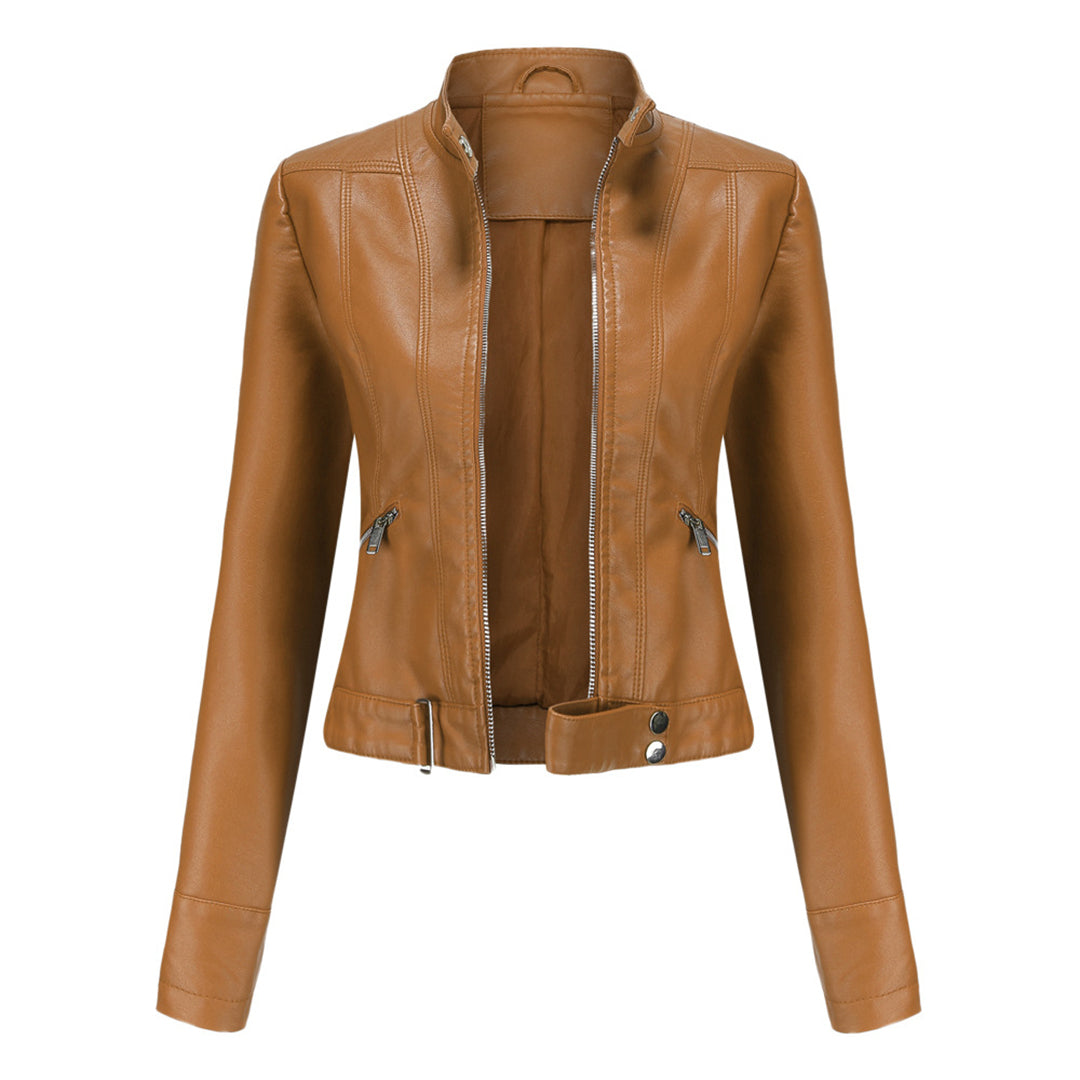 Hochwertige Damen Lederjacke im klassischen Schnitt, ideal für stilvolle Herbstoutfits.