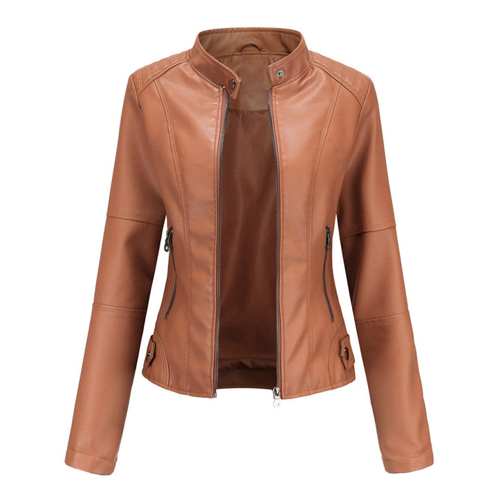Stylische Übergangsjacke für Damen mit bequemem Hochkragen, ideal für Frühling/Herbst.