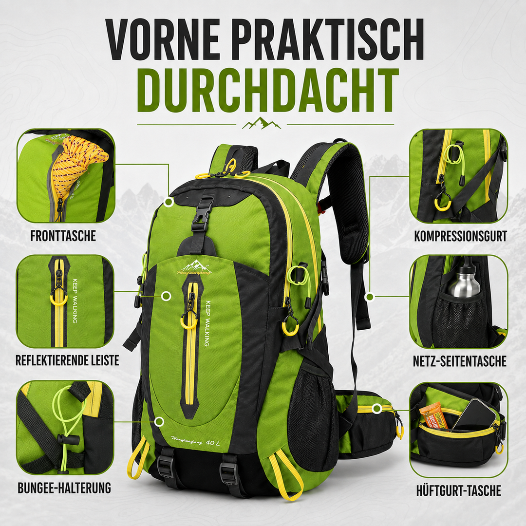 Vielseitiger Tagesrucksack 40L mit Laptopfach. Für Uni, Arbeit und Freizeit.