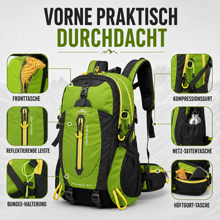 Vielseitiger Tagesrucksack 40L mit Laptopfach. Für Uni, Arbeit und Freizeit.