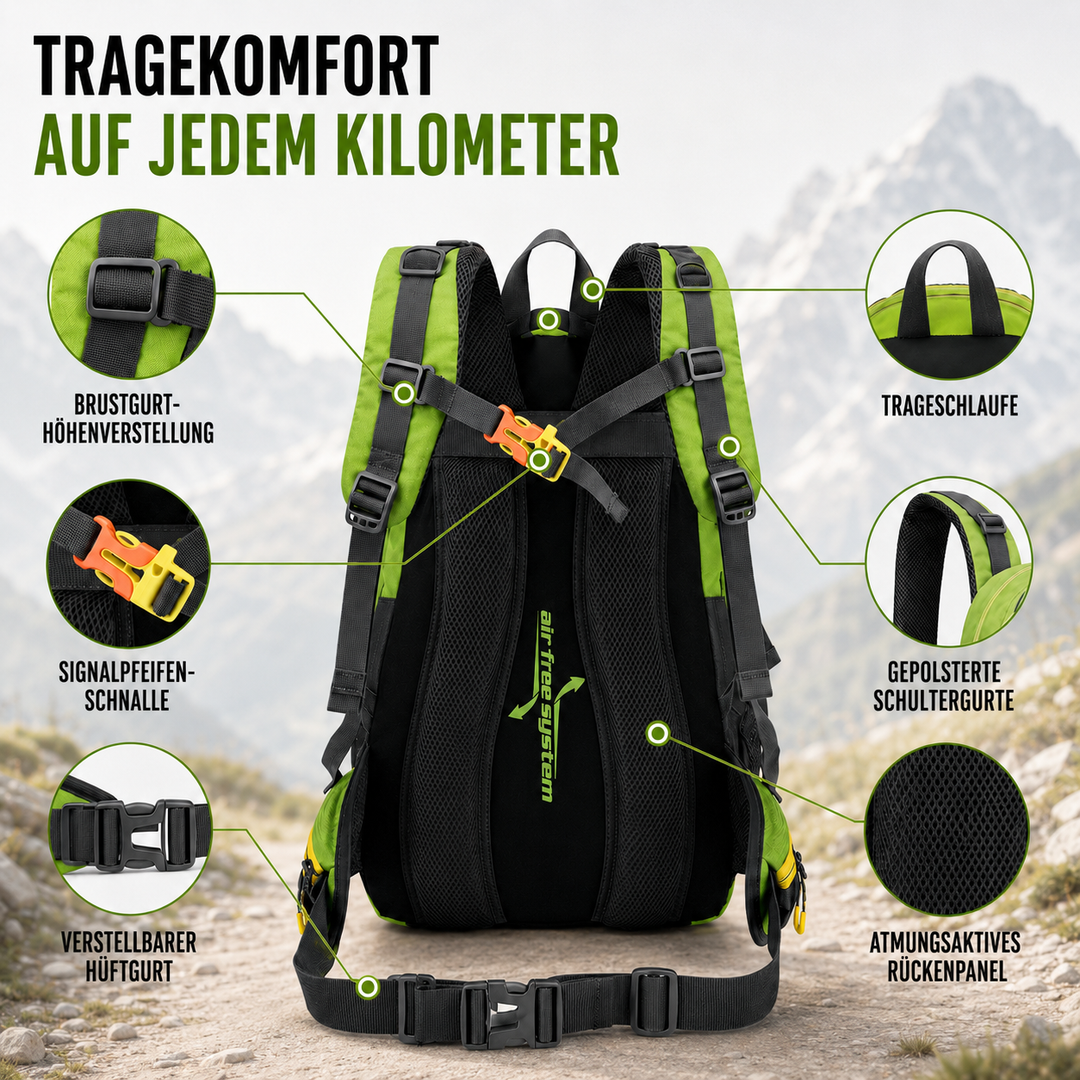 Leichter Wanderrucksack 40L. Ideal für Tagesausflüge und kurze Wanderungen.