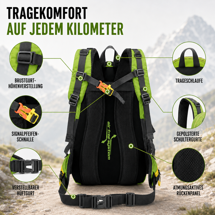 Leichter Wanderrucksack 40L. Ideal für Tagesausflüge und kurze Wanderungen.