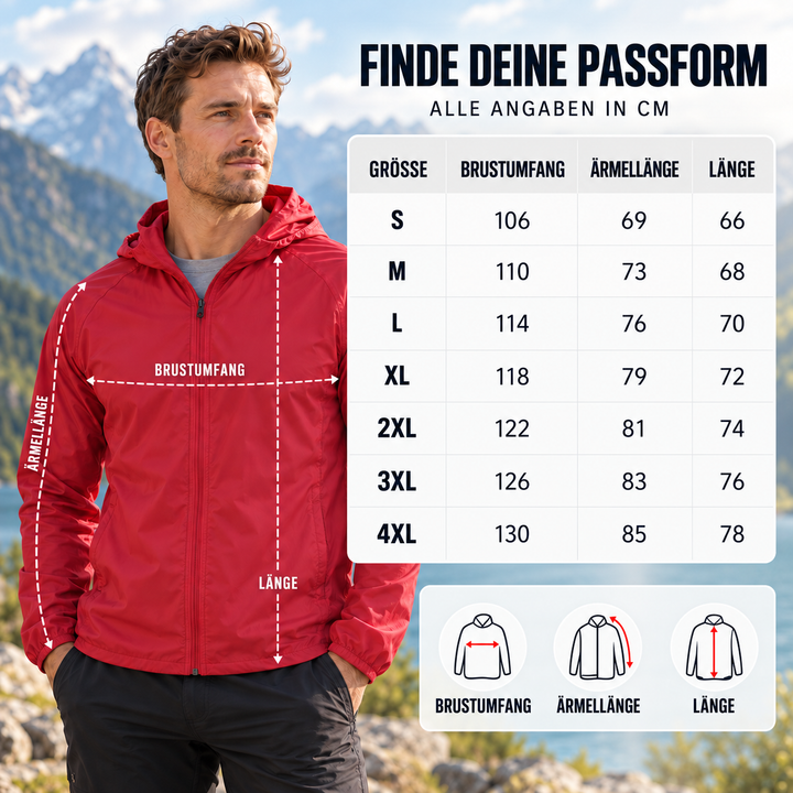 Herren Outdoor-Windjacke AeroLayer, perfekt für Frühling, Sommer & unbeständiges Wetter.
