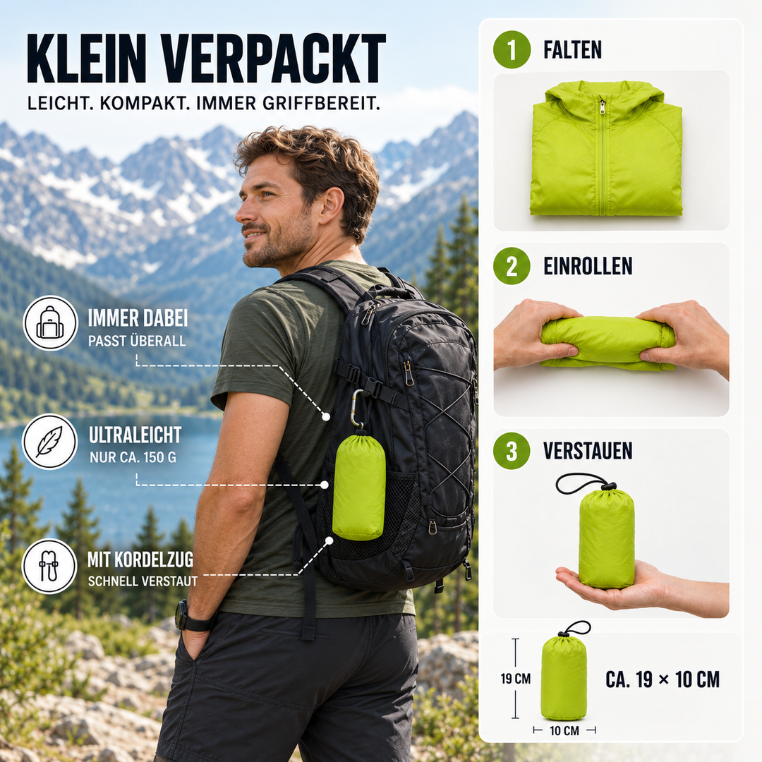 Stylische Herren Kapuzen-Windjacke AeroLayer, atmungsaktiv & wetterfest für Outdoor.