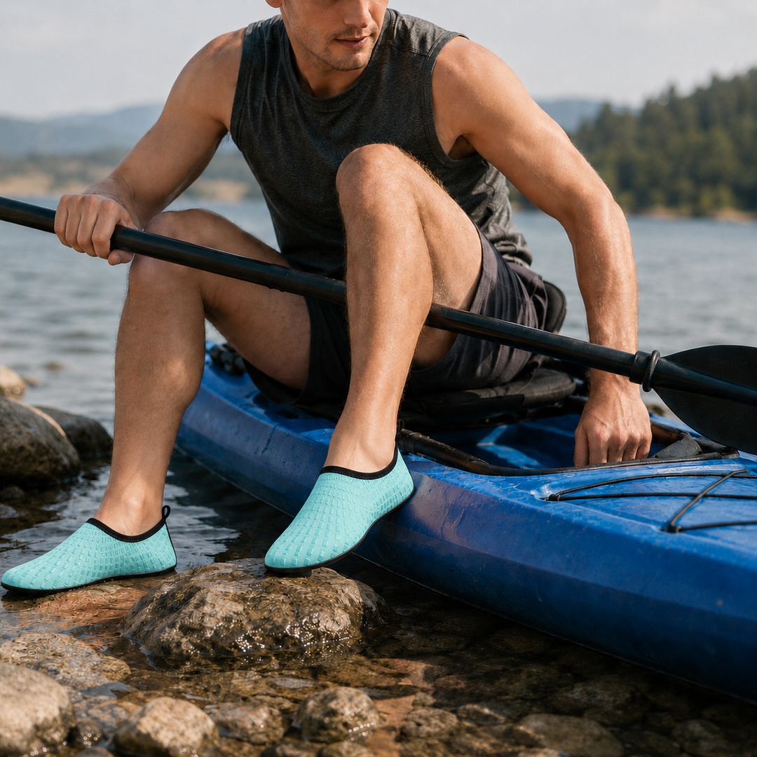 Komfortabler Aquglide Schwimmschuh für unbeschwertes Badevergnügen am Meer.