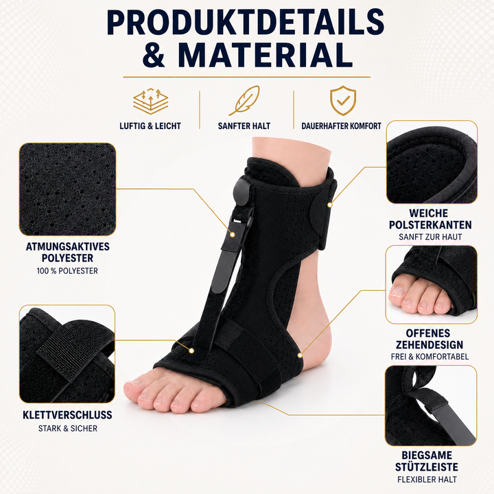 Komfortable Fußstütze & Gelenkstütze, verstellbar. Ideal für Plantarfasziitis-Therapie & Achillessehnenunterstützung.