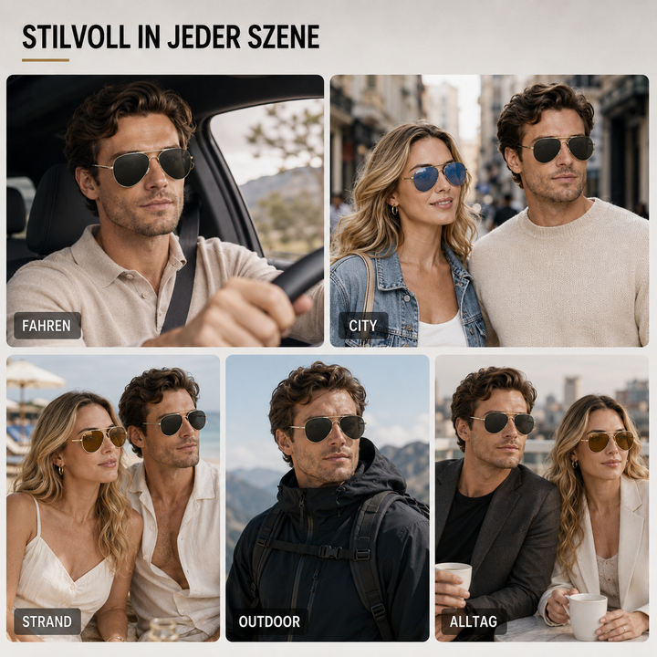 Elegante Herren Sonnenbrille, polarisiert, mit Blendschutz für Autofahren und Outdoor.