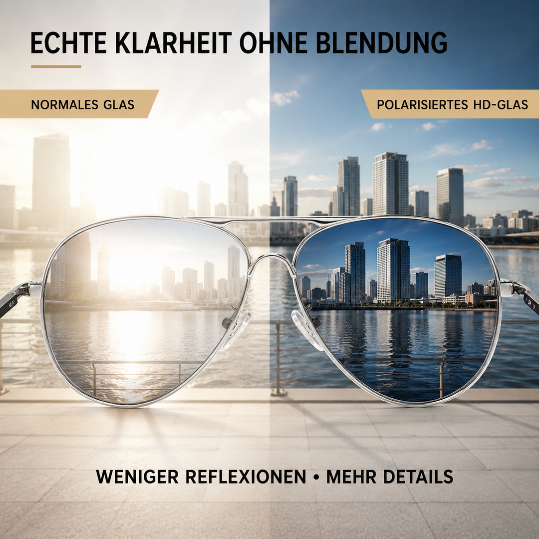 Herren Aviator Sonnenbrille, polarisiert, für besten Blendschutz und UV-Schutz im Alltag.