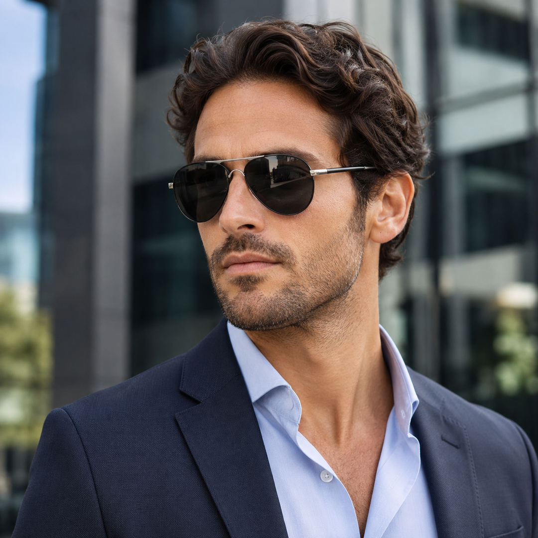 Komfortable polarisierte Fliegerbrille für Herren, optimaler Blendschutz und UV-Schutz.