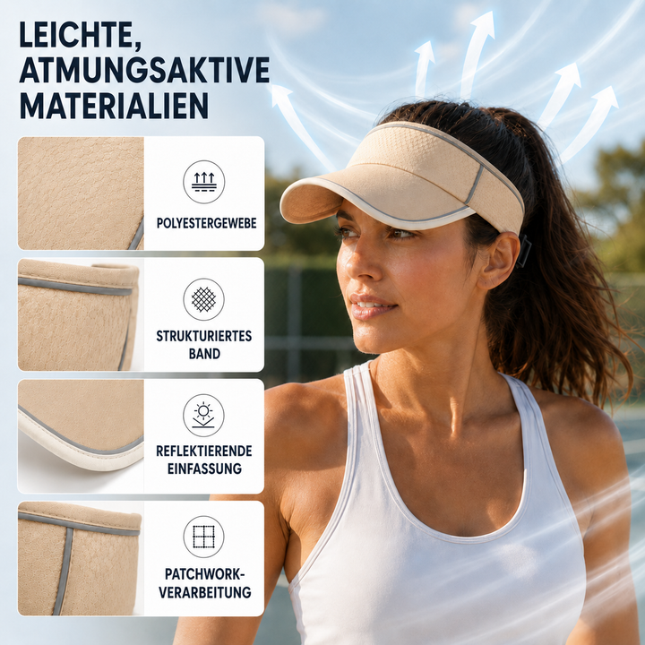Atmungsaktives Sommervisier mit breiter Krempe; ideal für Outdoor-Sport & effektiven Sonnenschutz.