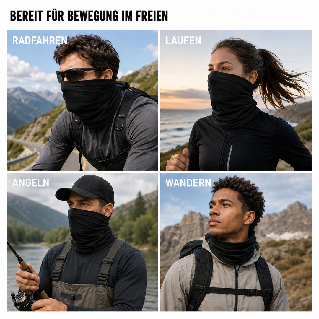 Ultraleichte Nackenabdeckung & Stirnband für Wandern, UV-Schutz & kühlender Komfort.