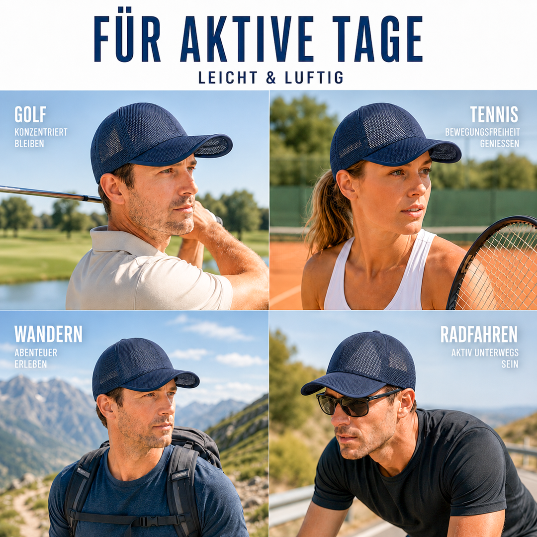 Moderne Unisex Sommerkappe aus Mesh-Gewebe, verstellbar, schützt vor Sonne bei Outdoor-Sport.