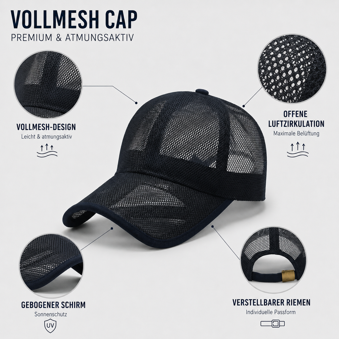 Leichte Unisex Meshkappe, verstellbar, bietet Sonnenschutz und Belüftung für Outdoor-Aktivitäten.