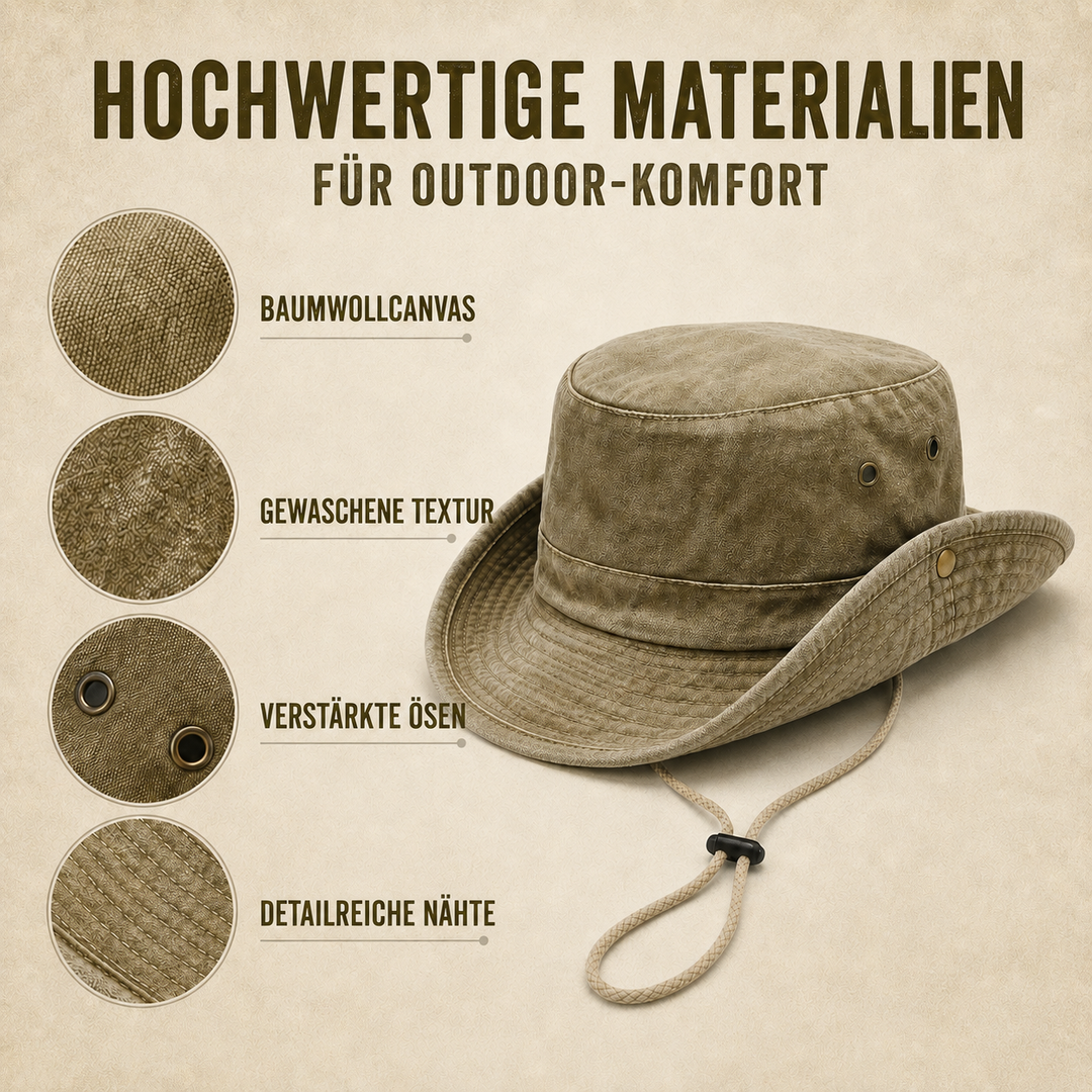 Baumwoll-Breitkrempenhut für Herren, ideal für Wandern, Angeln & umfassenden Sonnenschutz.