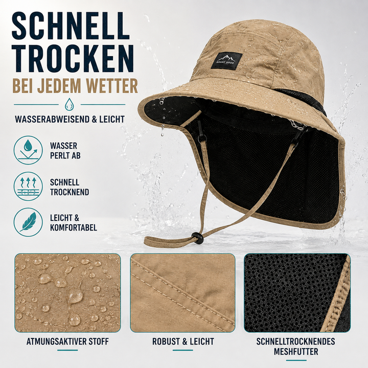 Sonnenhut mit abnehmbarem Nackenschutz, UV-Schutz UPF 50+, Unisex, für alle Outdoor-Sportarten.