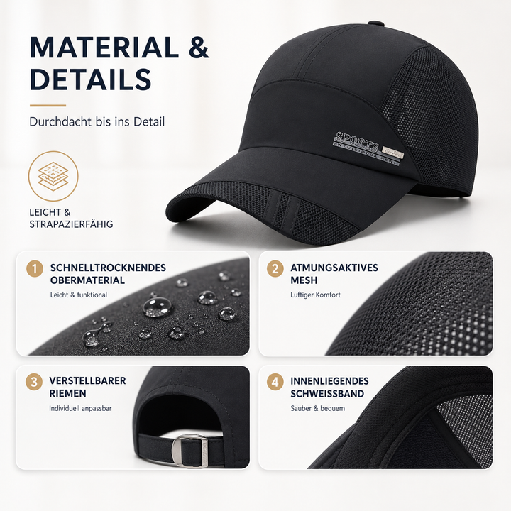 Modische Unisex Laufkappe mit Belüftung, ideal für Training & Freizeit.