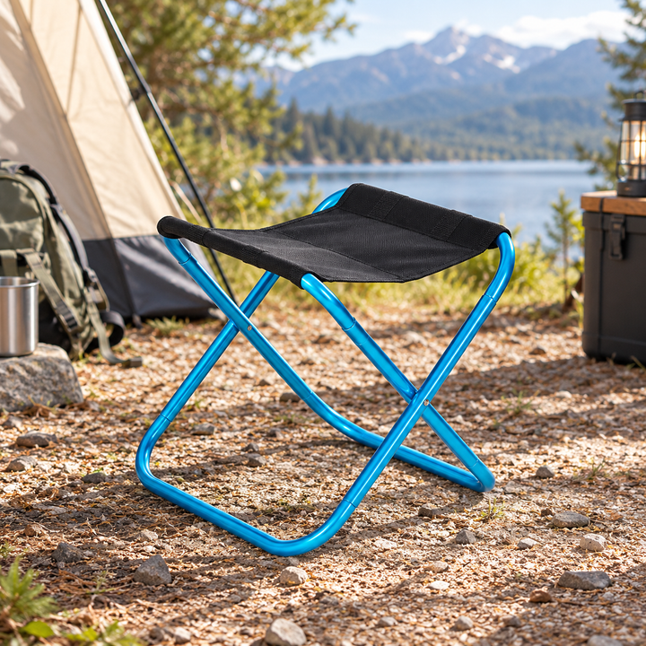 Praktischer Reisehocker aus Aluminium, ultraleicht & platzsparend, für alle Outdoor-Trips.