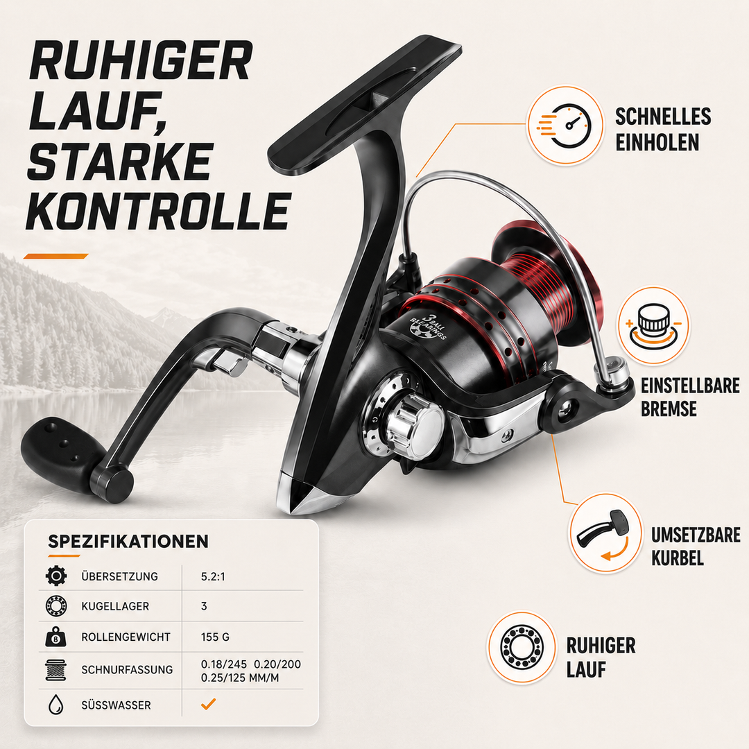 Tragbares Angelset mit Teleskoprute und Rolle, optimal für Spinnfischen und Reisen.