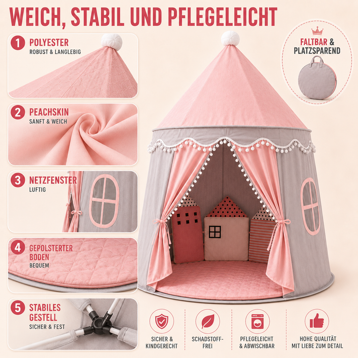 Faltbares Spielzelt für das Kinderzimmer, ein magischer Rückzugsort aus Baumwolle für unbegrenzten Spielspaß.