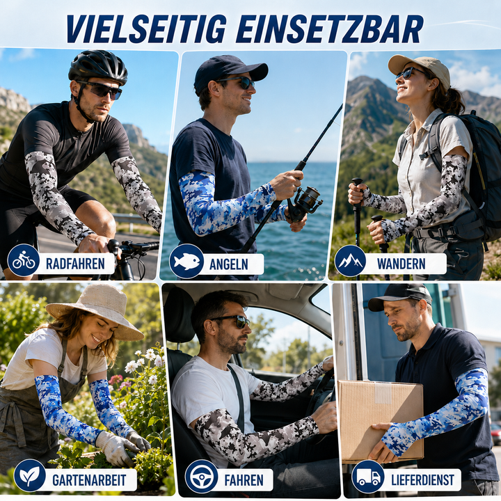 Atmungsaktive Unisex Kühlärmel mit UV-Blocker, speziell für intensive Outdoor-Aktivitäten.
