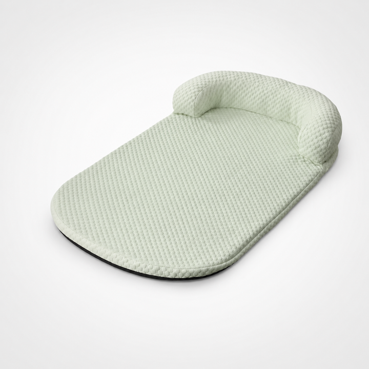 Sommer-Tierbett aus Memory-Schaum, kühlend. Mit Nackenrolle für Hunde und Katzen. Waschbar.