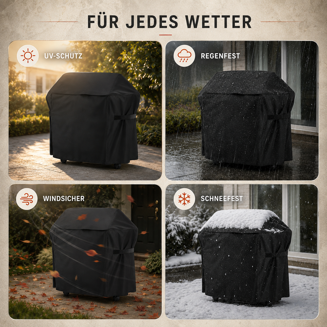 Outdoor-Grillabdeckung für Gasgrill; schützt robust vor Regen, Sonne und Staub; ganzjähriger Wetterschutz.
