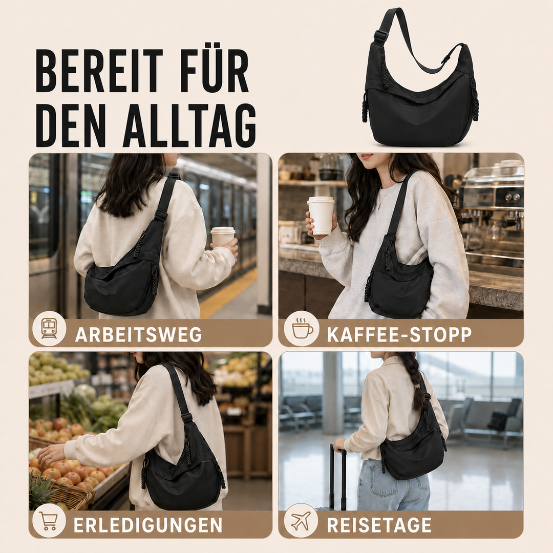 Unisex Drift Crossbody-Tasche von hinten. Ergonomisches Design, ideal für Freizeit & Reisen.