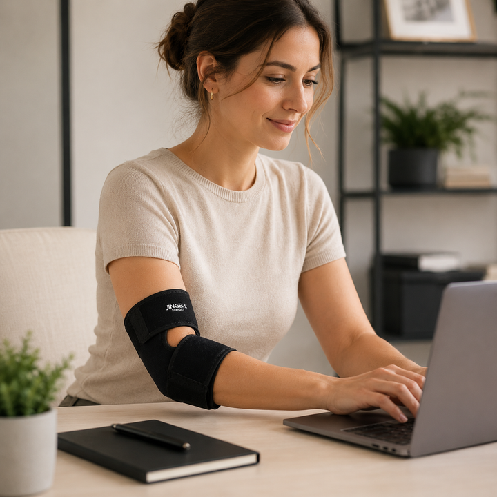 Premium Ellbogen-Kompressionsbandage, verstellbar, Neopren, Sportschutz, Schmerzlinderung & Gelenkunterstützung.