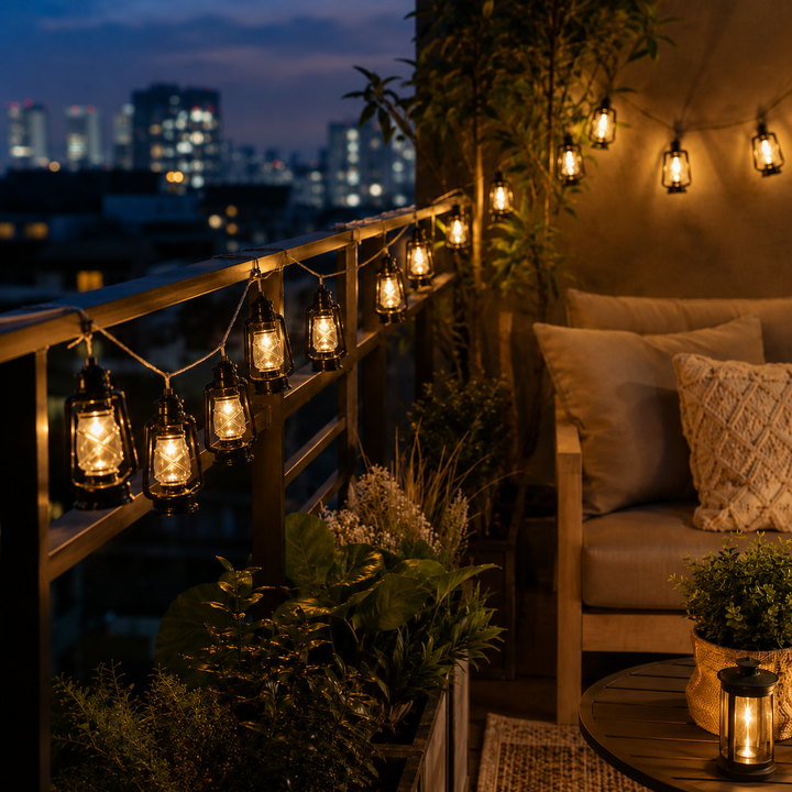 Beleuchtete 3m EmberGlow Retro Lichterkette für Outdoor, perfekt als Partybeleuchtung und Dekoration.