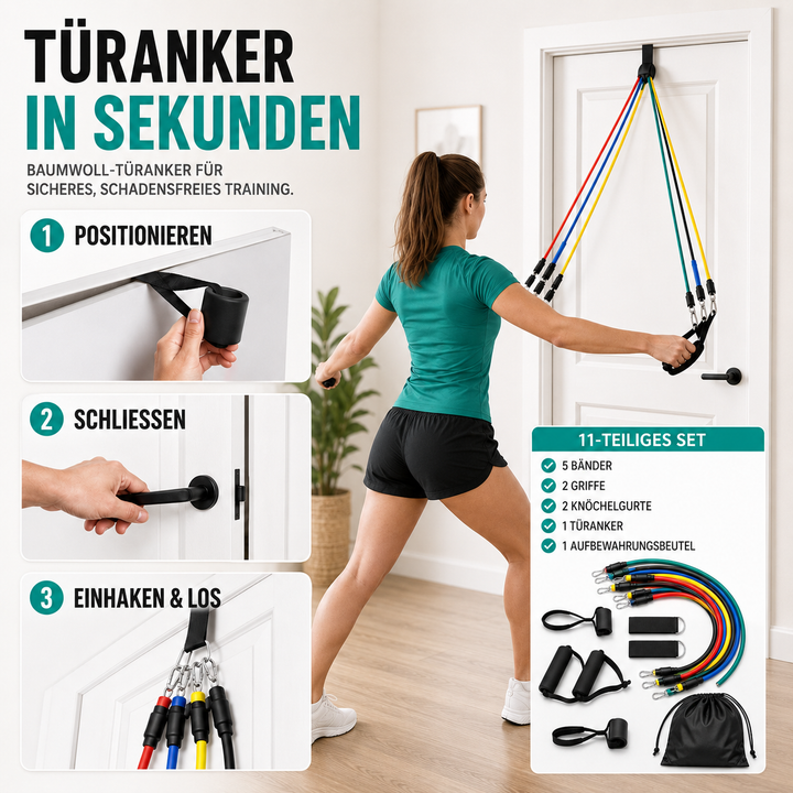 Kompaktes Widerstandsband-Set für Reisefitness und effektives Training überall; stärkt Muskeln & verbessert Ausdauer.