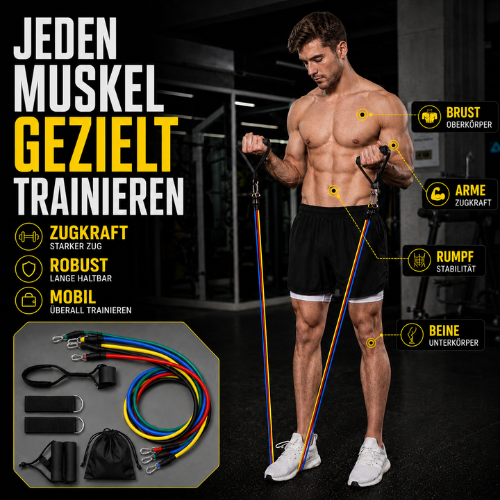 TPE Trainingsbänder für vielseitiges Fitness- und Krafttraining; perfekt für Heimtraining & Reisefitness.