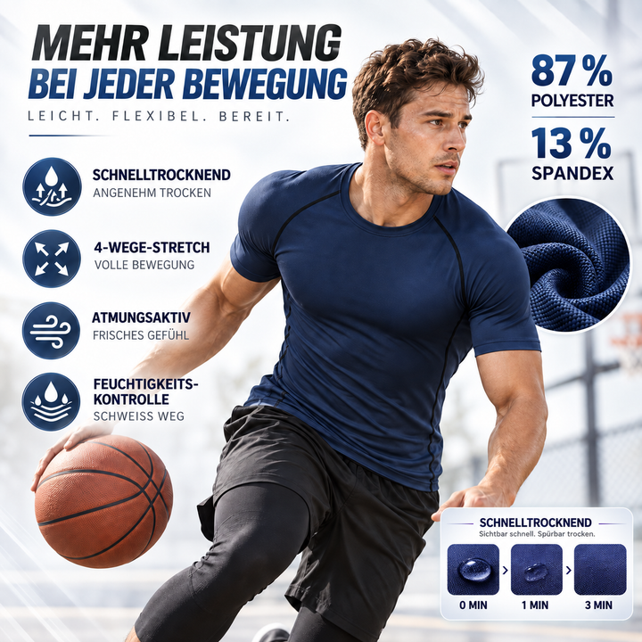 Herren Kompressionsshirt, kurzärmelig, zur Maximierung der Trainingsleistung & schnelleren Erholung.