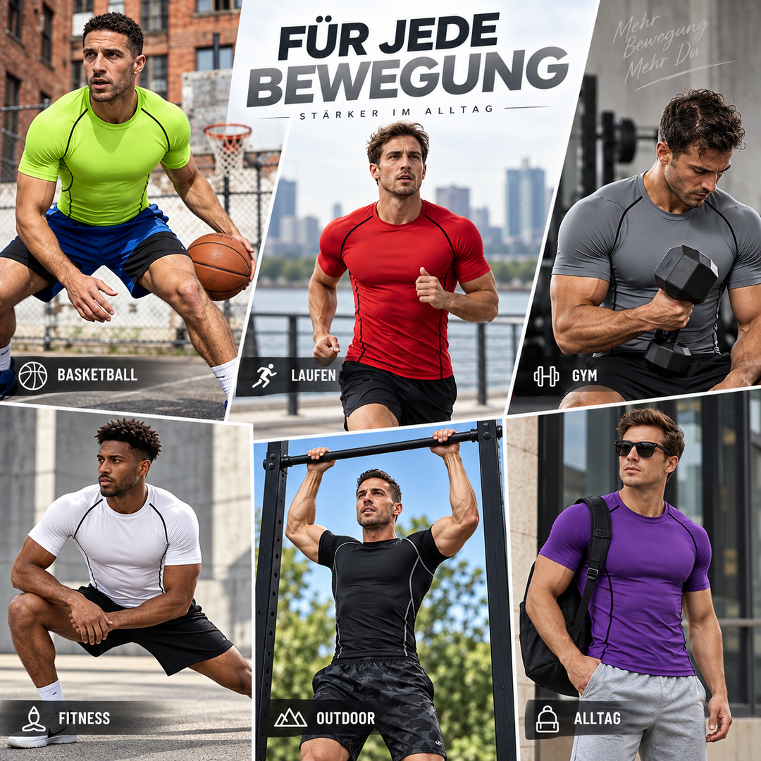 Professionelles Herren Activewear Kompressionsshirt für Fitness & Laufen. Atmungsaktive Sportbekleidung.