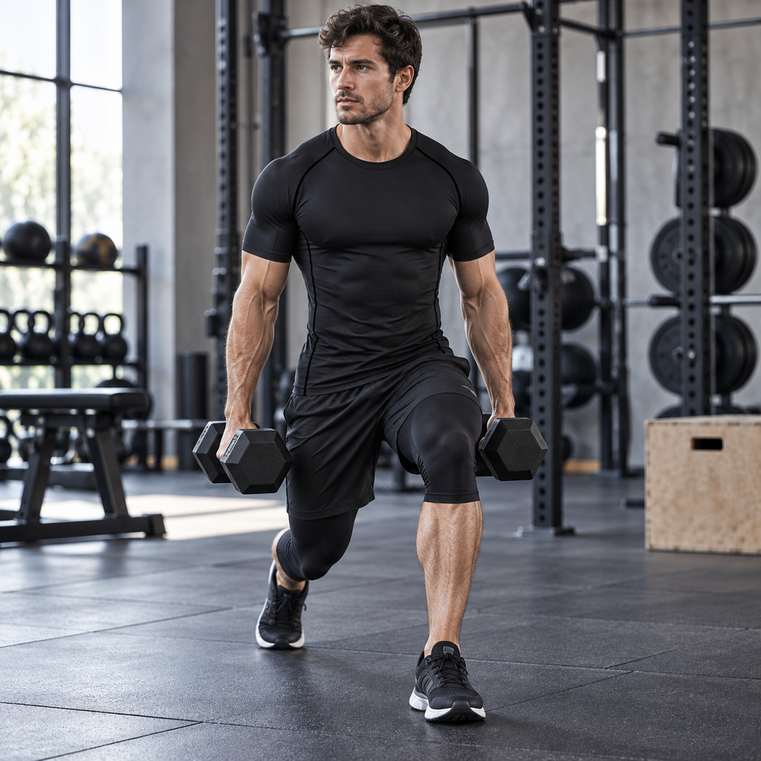 Elastisches Herren Kompressionsshirt, feuchtigkeitsregulierend, ideal für Sport & Bewegung.