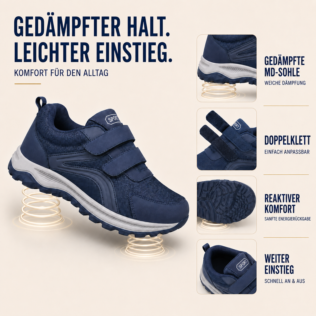 Herren-Gesundheitsschuh, orthopädisch, Klettverschluss, extra breit für Entlastung im Alltag.