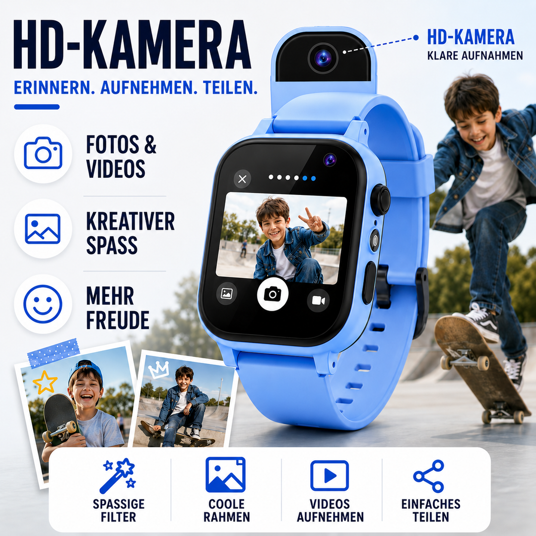 Ideales Geschenk: Kinder GPS Uhr für Jungen & Mädchen mit Videoanruf & Notruffunktion.