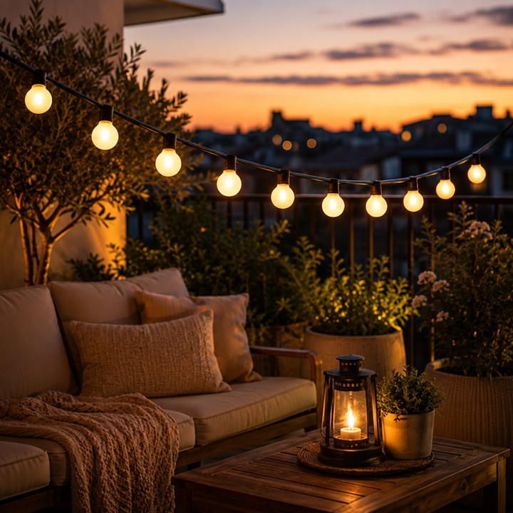 Vielseitige Outdoor-Lichterkette, energieeffizient, schafft einladende Atmosphäre in jedem Garten.