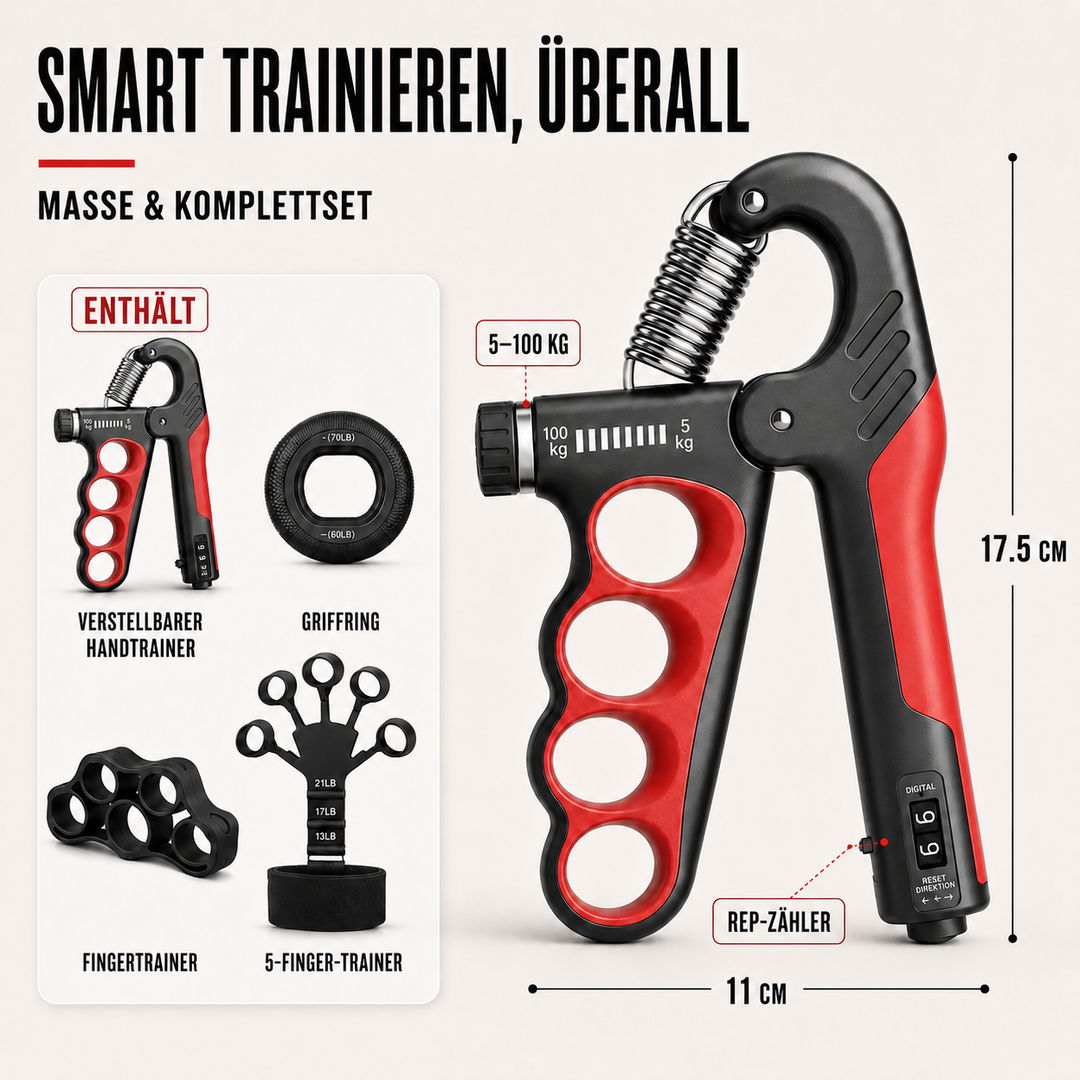 Handtrainer für Rehabilitation, steigert Greifkraft & Ausdauer. Unterstützt Fingertraining & Muskelaufbau.