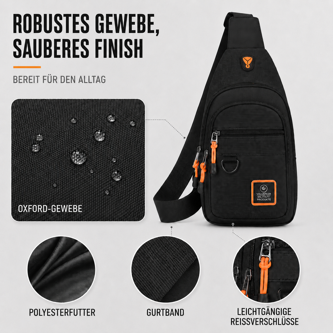 Organisierte Unisex Crossbody-Tasche mit Fächern für Handy, Geldbeutel – perfekt für Alltag & Sport.