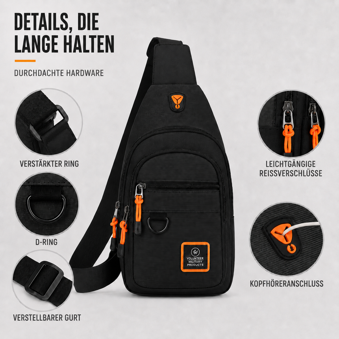 Sportliche Unisex Brusttasche, ideal für Handy, Schlüssel & kleine Gegenstände beim Laufen & Wandern.