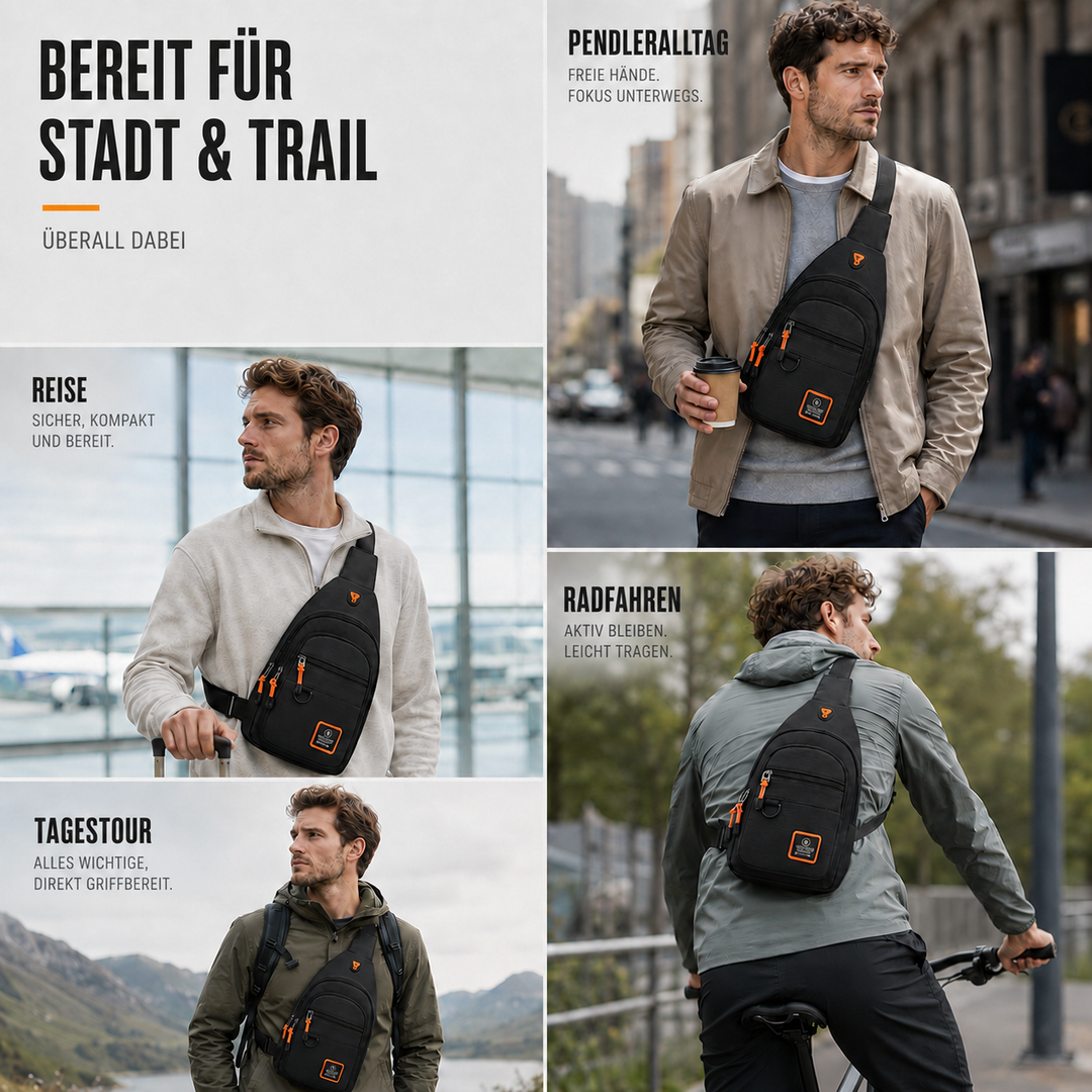 Kleine, leichte Unisex Umhängetasche, ideal für Handy, Geldbeutel & Schlüssel beim Spaziergang.