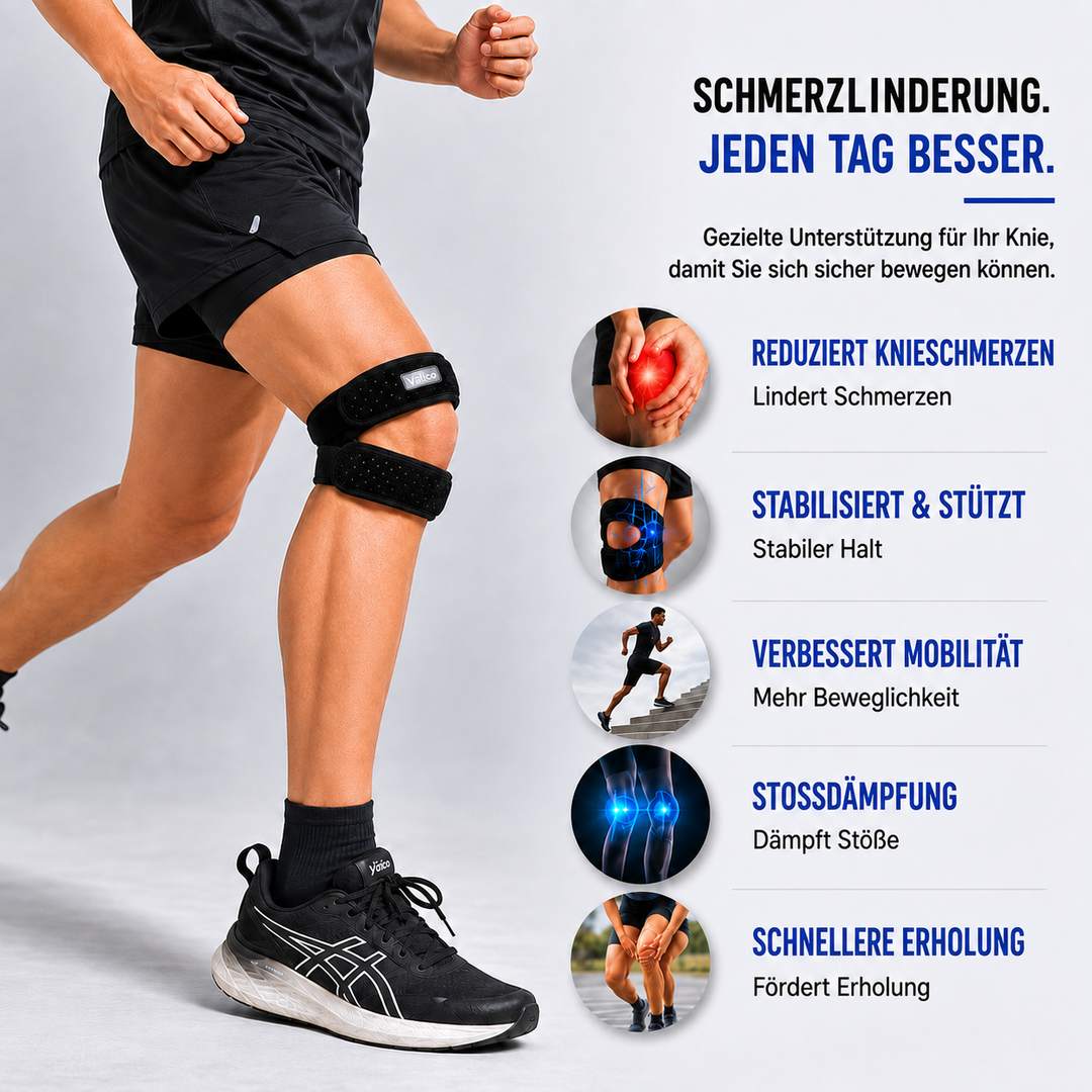 Flexibles Patellaband für Sportzubehör, verstellbar, bietet Gelenkstütze und Schmerzlinderung bei Knieschmerzen.