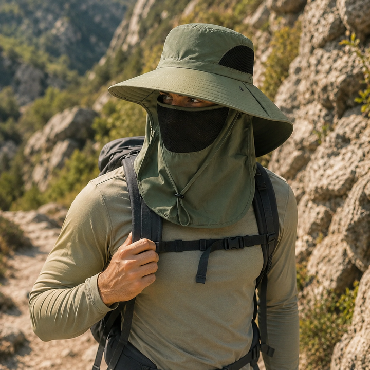 Kynetos Breitrand-Sonnenhut, belüftet, UV-Schutz, für Outdoor-Enthusiasten.