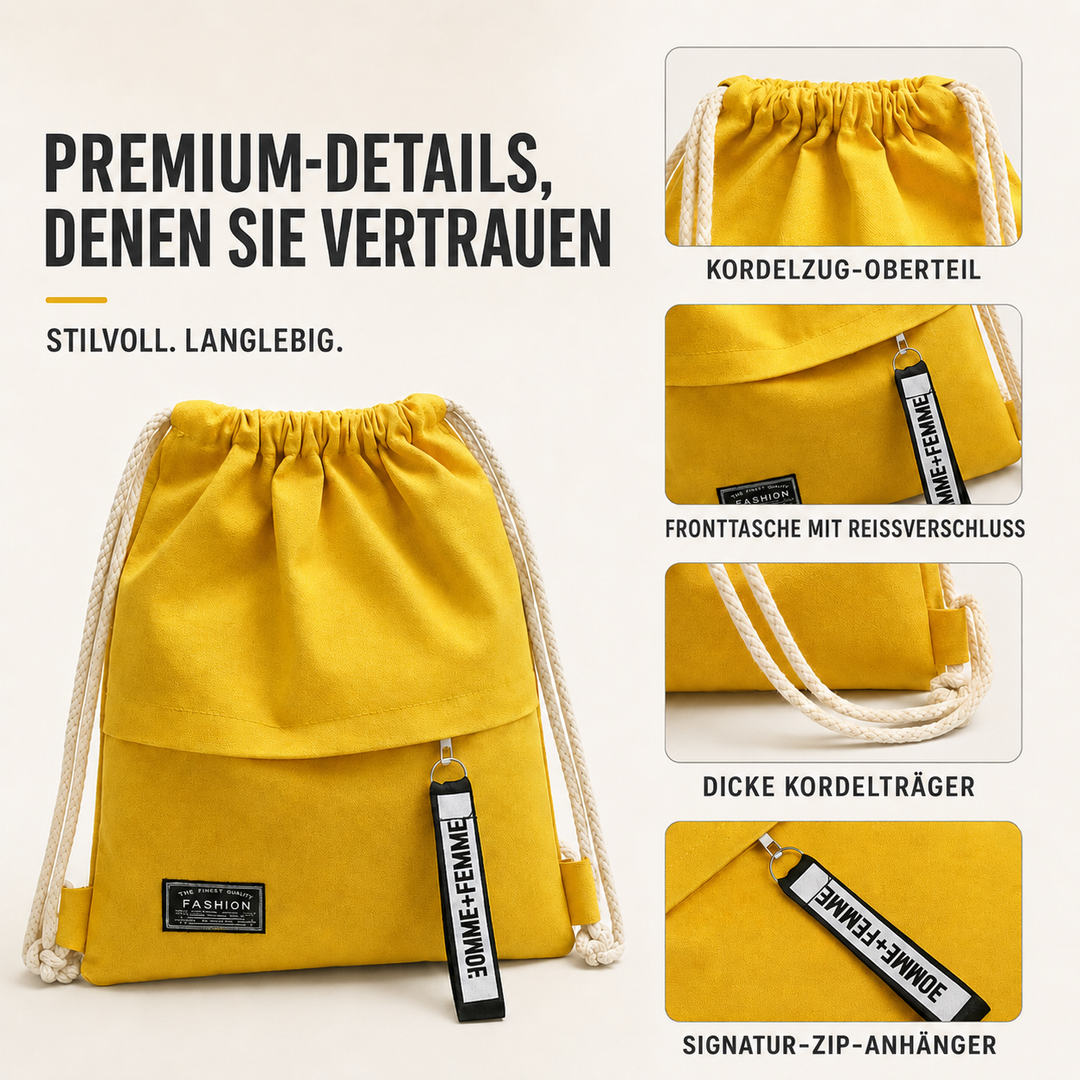 Praktischer, leichter Canvas-Zugbeutel-Rucksack für täglichen Gebrauch.