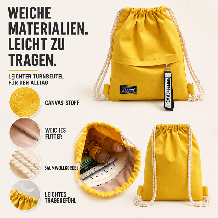Unisex Freizeit-Rucksack aus weichem Canvas, bequem & kompakt.