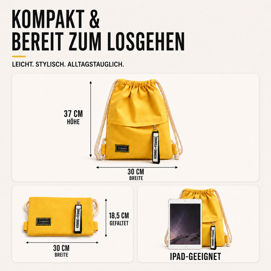 Kompakter Unisex-Rucksack aus weichem Canvas, ideal für Freizeit & Alltag.