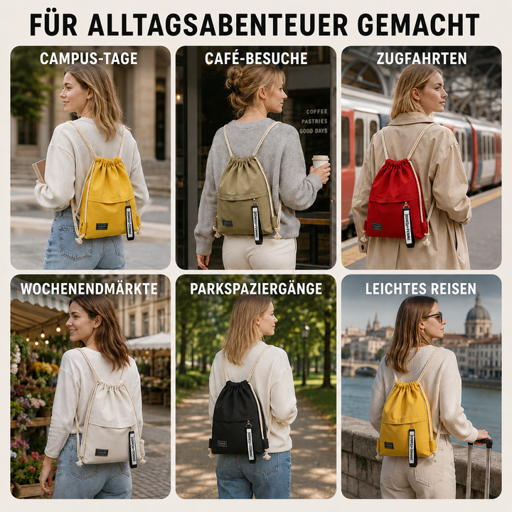 Leichter Canvas-Zugbeutel-Rucksack, unisex, perfekt als Reisebegleiter.
