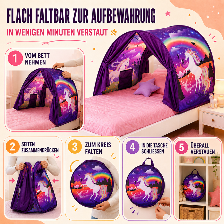 Faltbarer Betthimmel als Spielzelt für Kinderbett, mit Mückenschutz, für süße Träume.