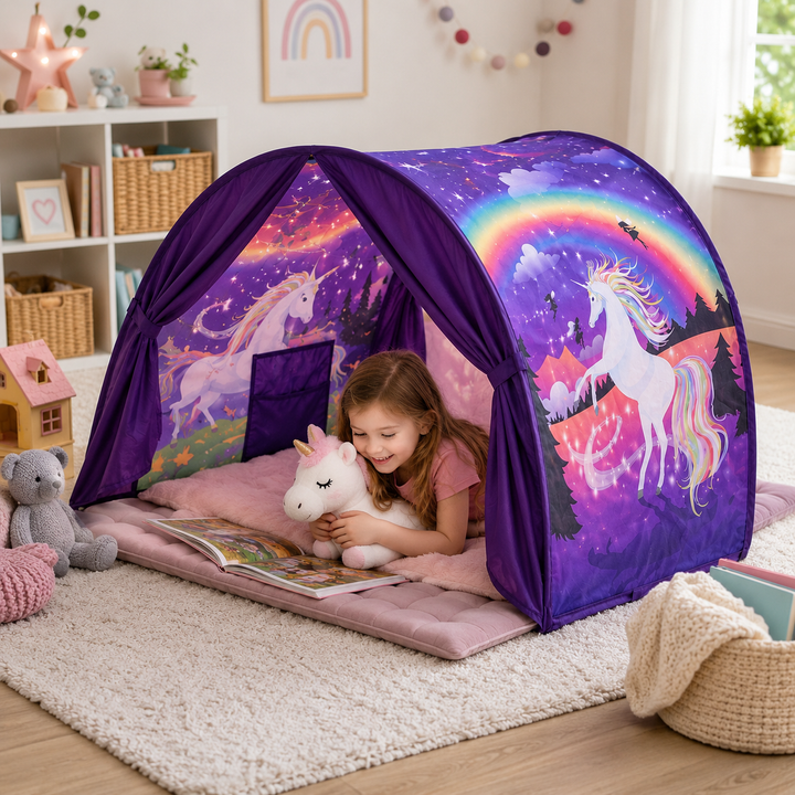 Faltbares Betthimmelzelt für Kinderbetten, Mückenschutz und Traumwelt-Dekoration.