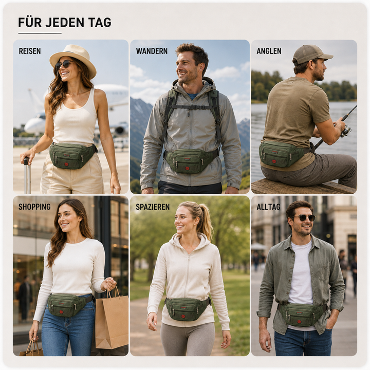 Vielseitige Crossbody Bag aus wasserdichtem Nylon, für Damen & Herren, ideal für unterwegs.